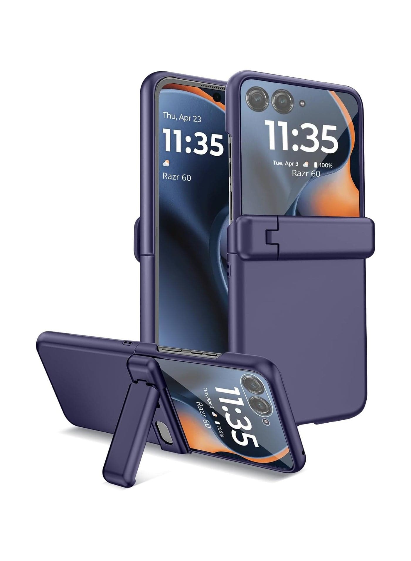 Compatible with Motorola Moto Razr 60 5G case with external screen protector and stand, 【hinge protection】 shockproof 360° protection, frosted thin case for Moto Razr 60