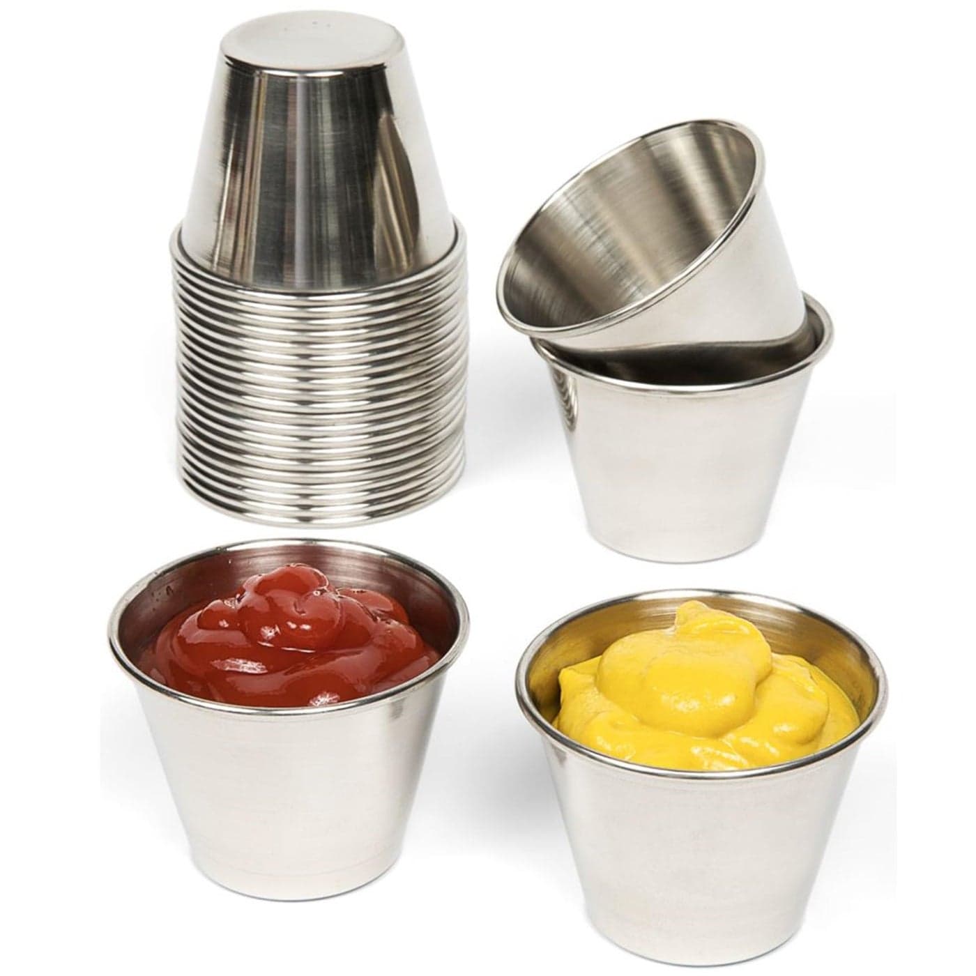 Nechtik Small Sauce Cups Stainless Steel Ramekin Dipping Sauce Cup Commercial Grade Individual Round Condiment cups 24 of 25 oz