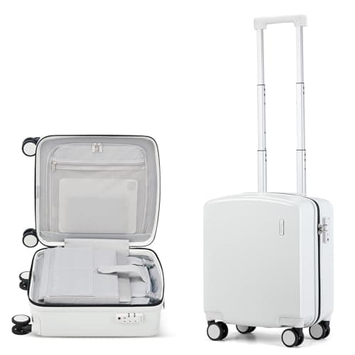 Hanke 16 Inch Underseat Carry On Luggage, Airline-Approved Hard Shell Small Suitcase with Spinner Wheels, Lightweight Tsa Lock Travel Luggage for Short Trips(Smoke White)