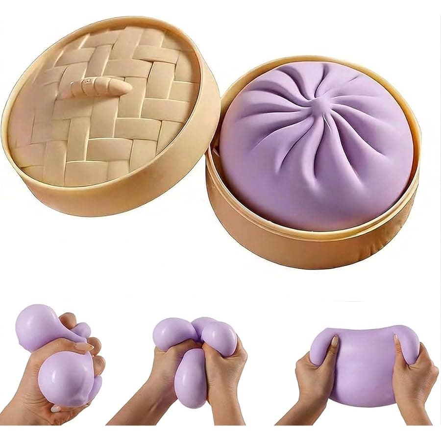 Dumpling Squishy Squeez Toys, Soft Slow Rising Stress Relief Fidget Toy for Anxiety and Focus, Cute Food Toy for Desk Decor, Relaxation and Sensory Play for Students, Office Workers and Adults