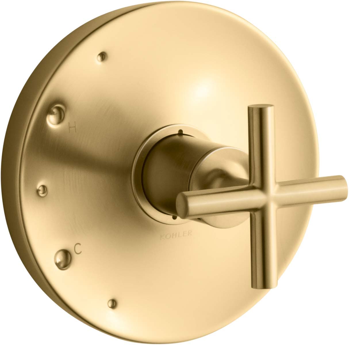 KOHLER KTS1442332MB Purist RiteTemp Valve Trim with Cross Handle Faceplate with Handle Trim Only Valve Required Vibrant Brushed Moderne Brass