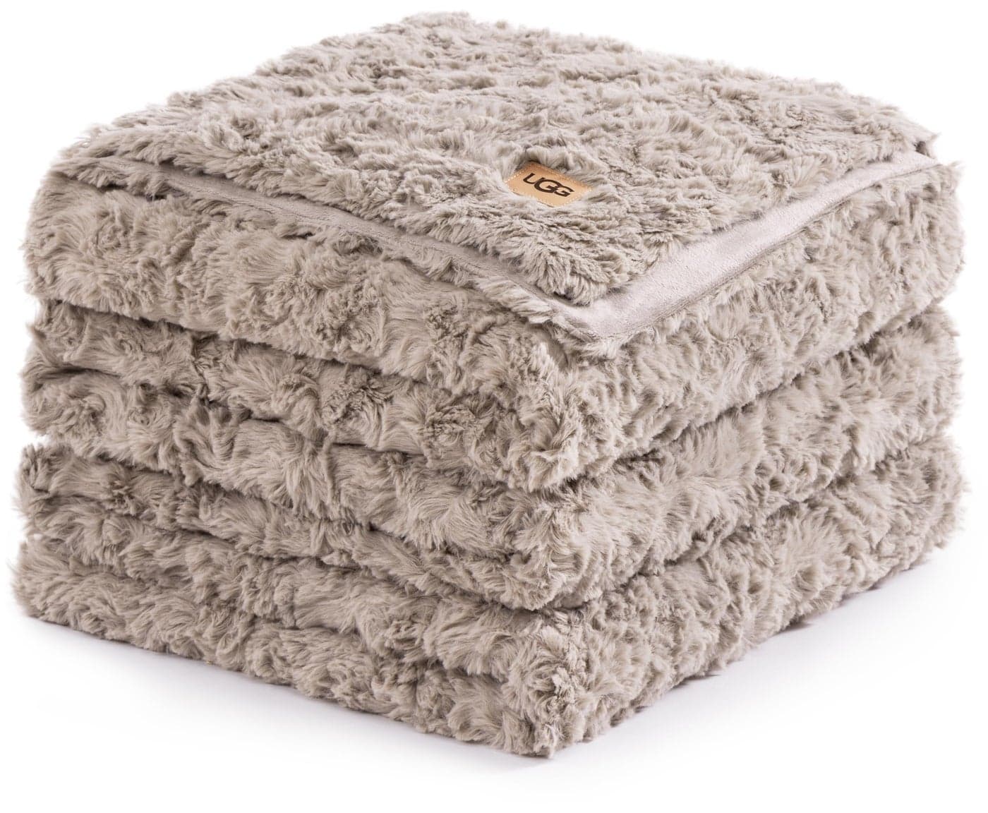 UGG Adalee Faux Fur King Blanket for Bed, Double-Sided Soft Blanket, Warm Large Throw for Couch, Washable California King Bedding, Luxury Bedroom Decor, 110" x 90", Oyster Brown