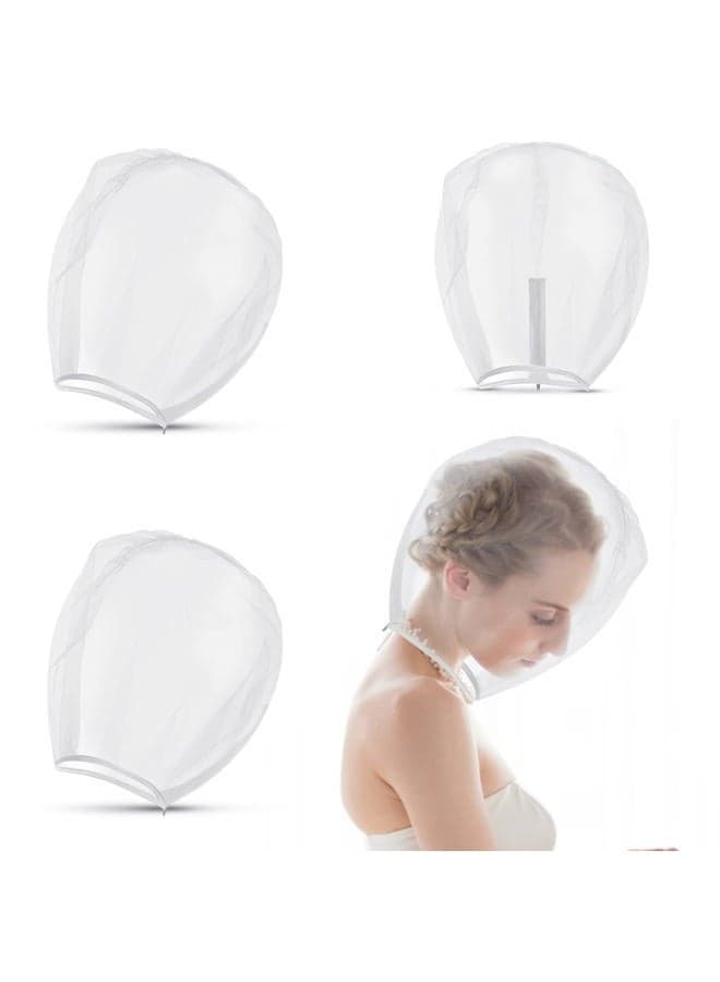 3 Pieces Makeup Protector Hood Nylon Chiffon Makeup Hood Zipper Closure Face Cover for Women Beauty Weddings(White)
