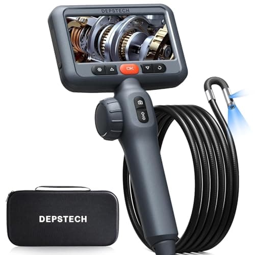 DEPSTECH Dual Lens Two-Way Articulating Borescope Camera with Light, 4.5" Screen and 5FT Flexible Snake Scope Industrial Endoscope, Inspection Video Camera Tool for Wall, Engine, Auto, Mechanics