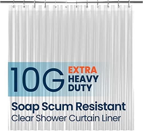 LiBa Bathroom Shower Curtain Waterproof Plastic Shower Curtain Premium PEVA NonToxic with Rust Proof Grommets Clear 10G Heavy Duty Bathroom Accessories 72x84