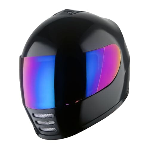 WOW Motorcycle Full Face Helmet Street Bike BMX MX Youth Kids Glossy Black
