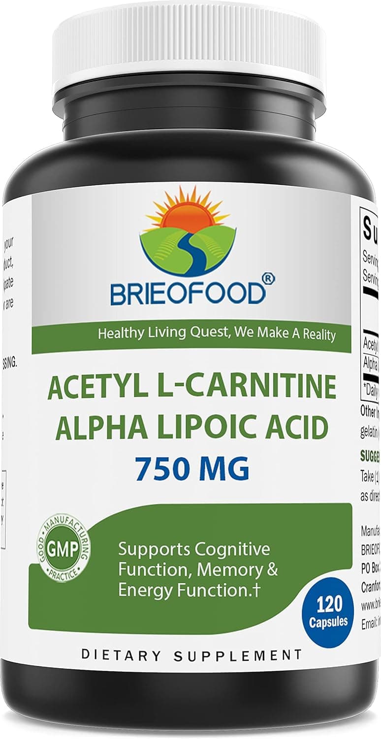 Brieofood Acetyl LCarnitine Alpha Lipoic Acid ALA ALC 750 mg 120 Capsules