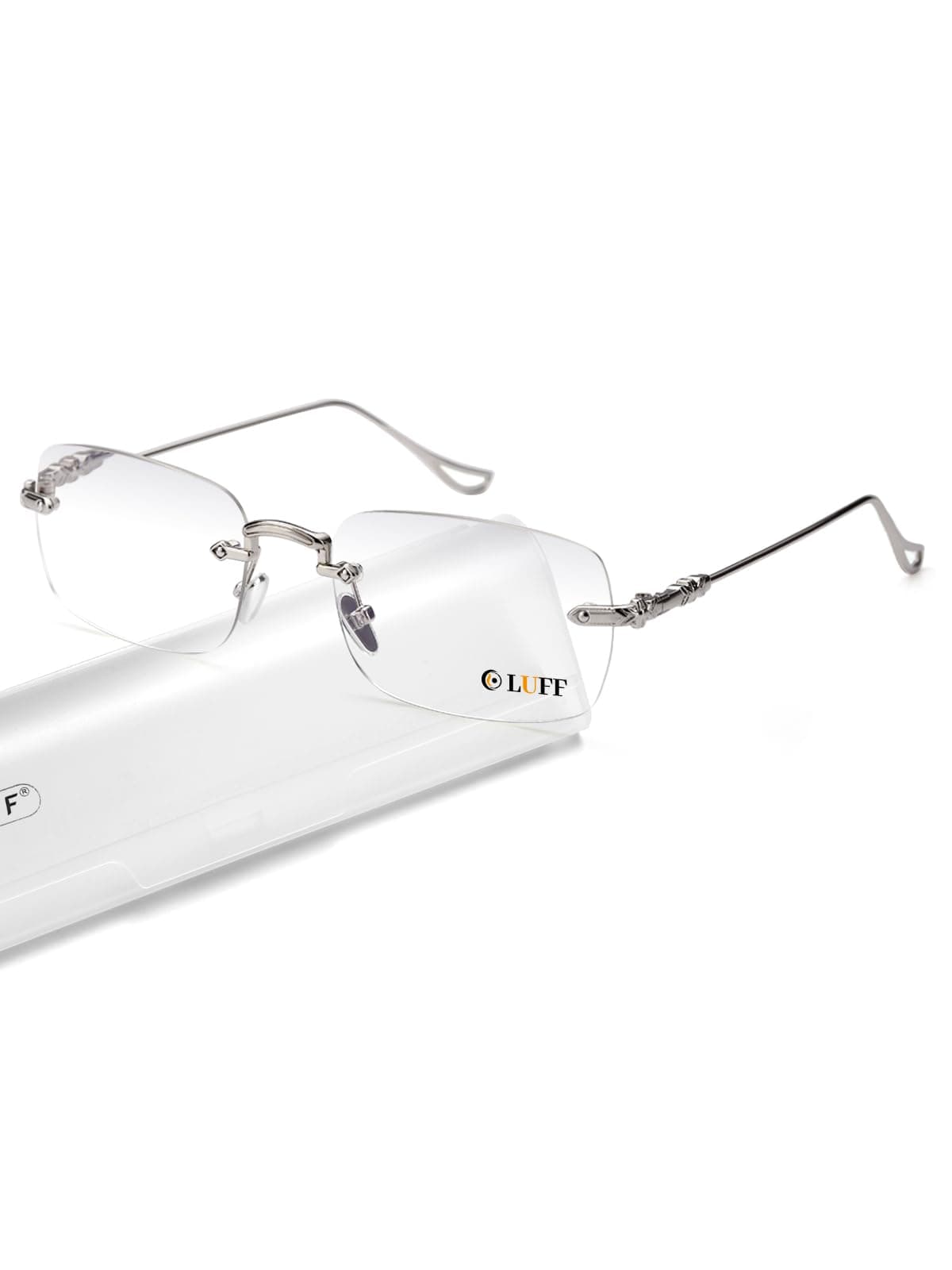 LUFF Reading Glasses Men Women,Rimless Mens Readers Blue Light Metal Computer Eyeglasses Anti-Eyestrain/Dryness/Glare(0.6oz)