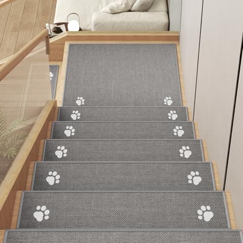YDKGL Stair Treads Non Slip Indoor 15PCS, Rubber Backing Stair Runner Rugs for Wooden Steps, Residue Free Stair Carpet Treads for Kids Elders and Pets, Machine Washable Stair Mats, Gray, 8" x 30"