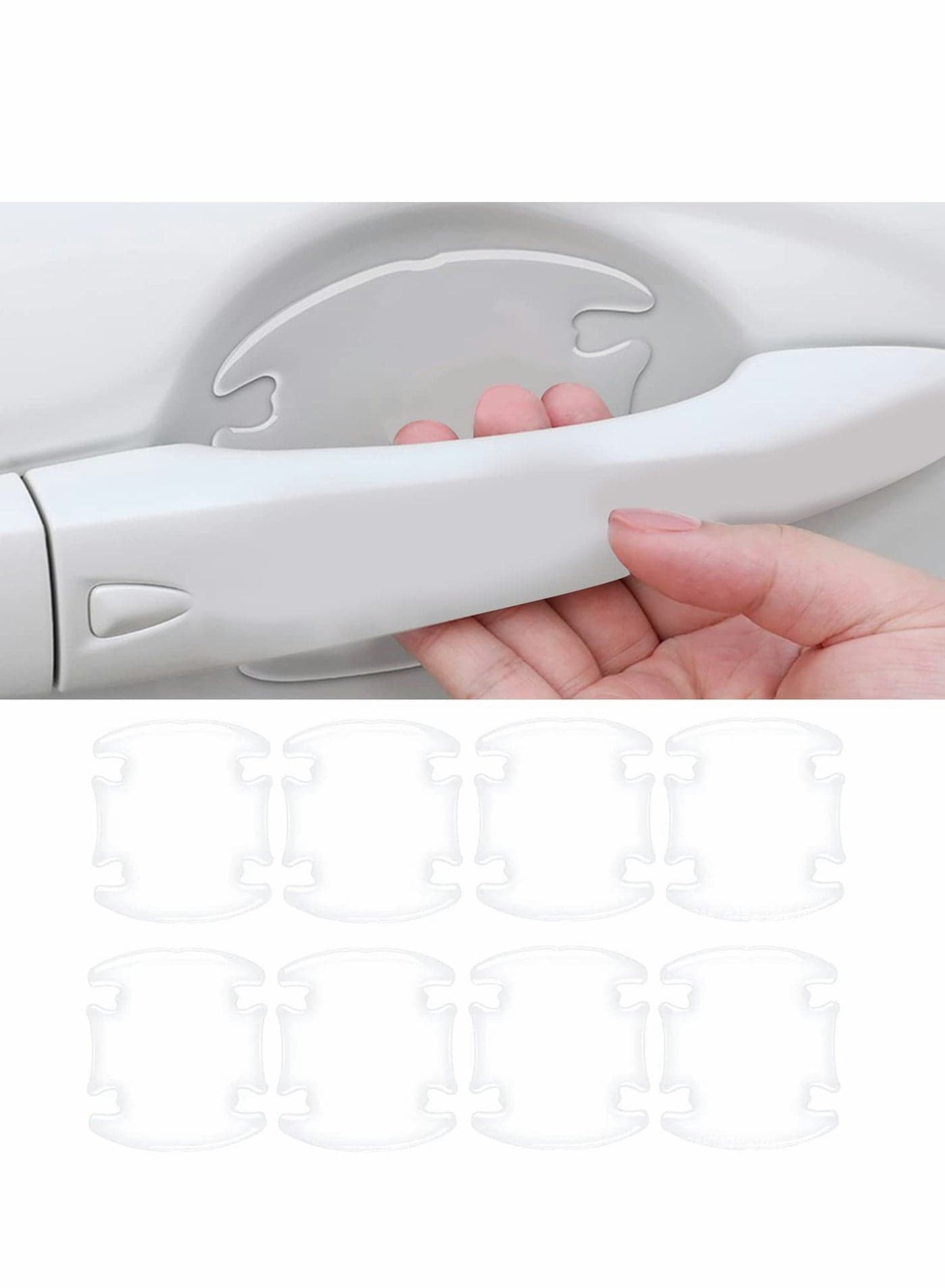 Car Door Handle Sticker, 8PCS 3d Transparent Bowl Scratch Protector Universal Waterproof Anti-scratch Paint Invisible Protection Film for Most Models