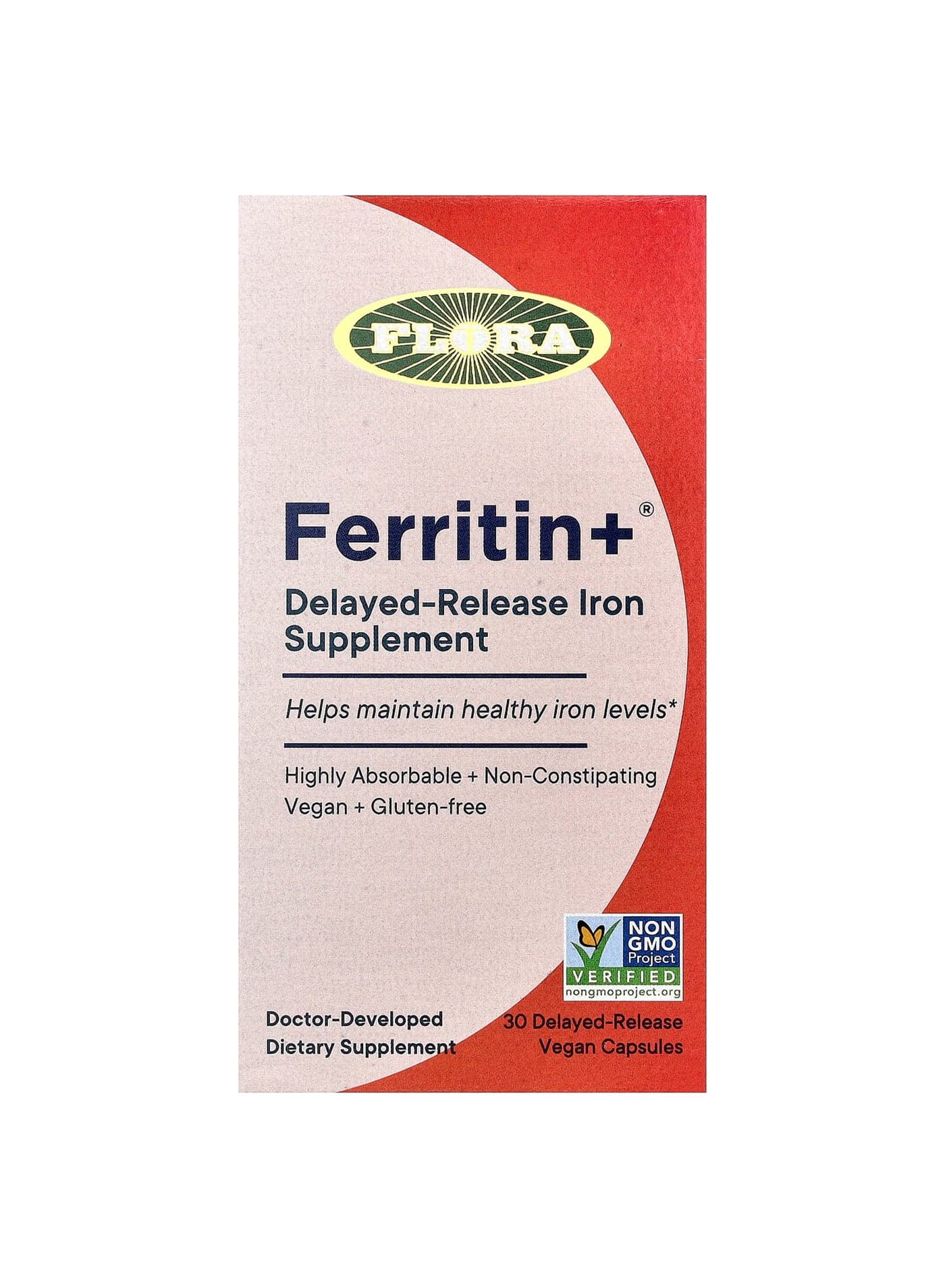 Ferritin +®, 30 Delayed-Release Vegan Capsules (20 mg per Capsule)