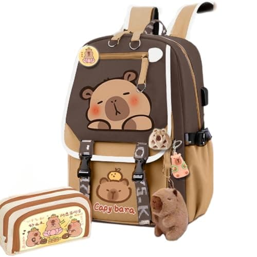 Kapibara Capybara Cartoon Backpack Gift Large Capacity Waterproof Kapibara stuff kawaii backpack with pins and Accessories (Pattern 1)