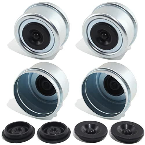 GREPSPUD 4pcs 2.44'' Trailer Hub Dust Caps, Trailer Spindle Axle Bearing Dust Cap Cup Grease Cover Caps & Extra Rubber Plugs for 5200 to 6000 lbs Boat Trailer Dexter EZ Lube Trailer Camper RV Axles