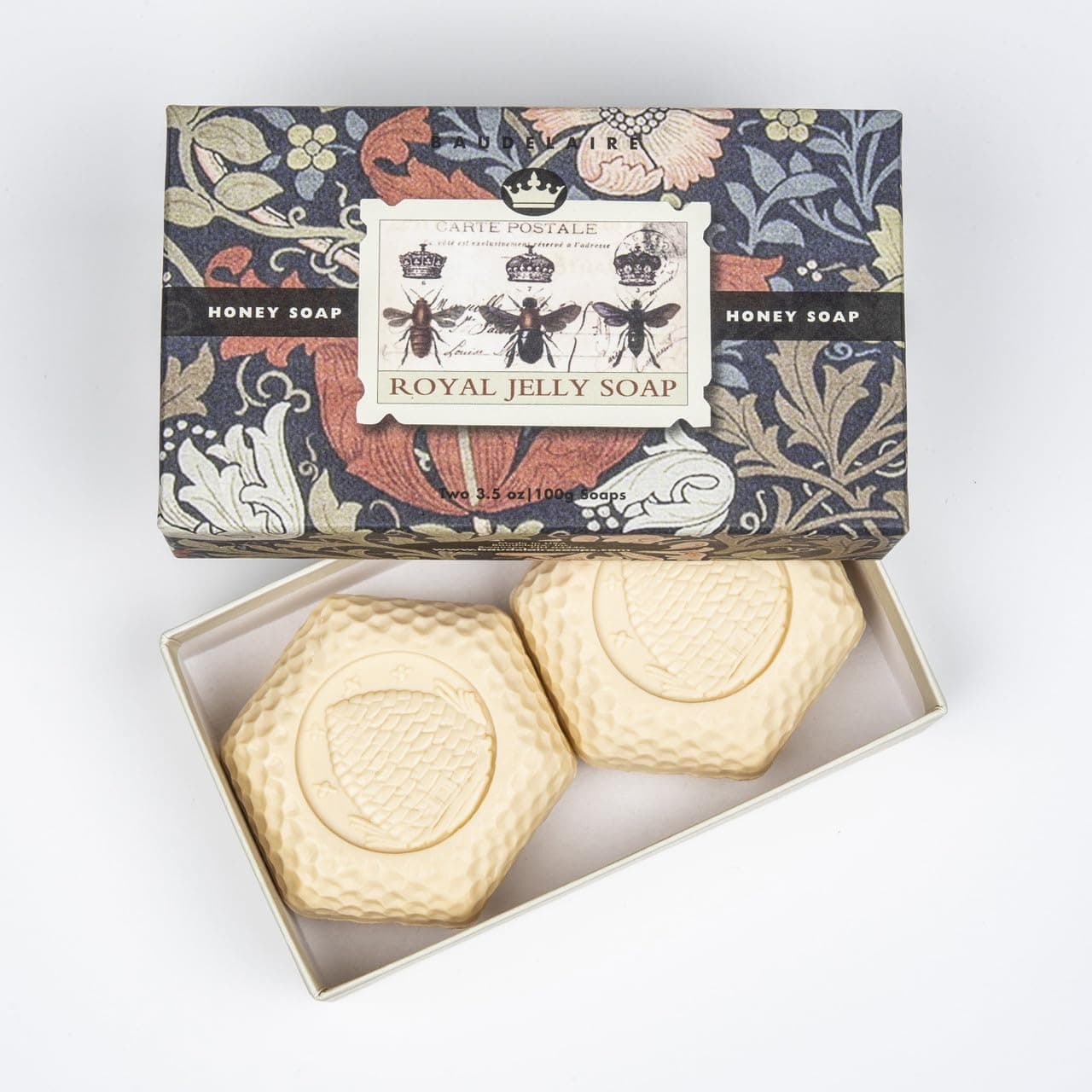 Baudelaire Apiana Double Bar Swiss Honey Soap in Gift Box Royal Jelly 35 oz 2 count