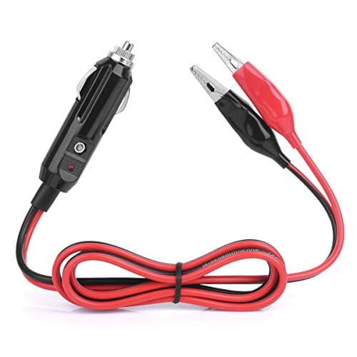 Jtron Cigarette Lighter Plug Extension Cable, Male Plug Socket Cord with Small Alligator Clip 15AWG Copper Wire Core Max 15A 12V/24V Support High-Power (32.8FT)