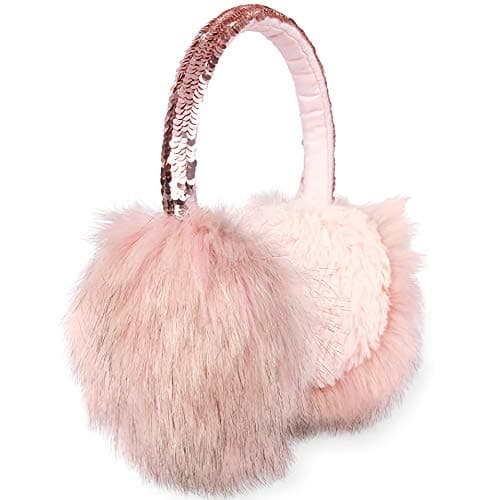 Gifts Treat Earmuffs Girls Earmuffs in Plush and Flip Sequin Design(Pink, M)