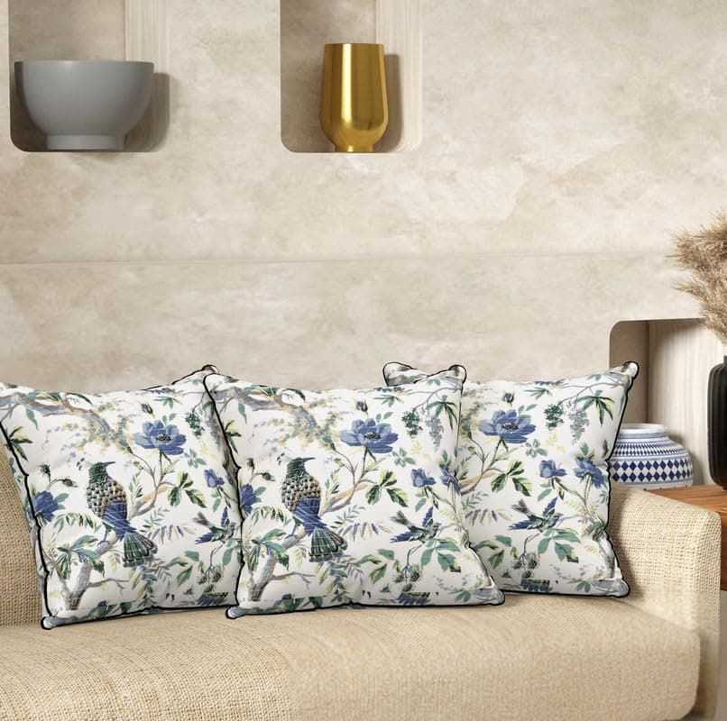EasyGoods India Premium Cotton Cushion Covers 16x16 Inch | Soft Durable Fabric | Elegant Printed Covers for Sofa & Living Room | Hidden Zipper | Set of 3