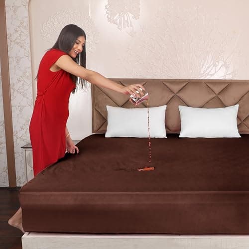 AVI Terry Cotton Ultra Soft Waterproof Bed Mattress Protector Twin Size 72x48 inch | Breathable Washable Elastic Fitted Mattresses Cover for Twin Size Bed (6x4 feet, Brown - Fit On 2-10 Inch)