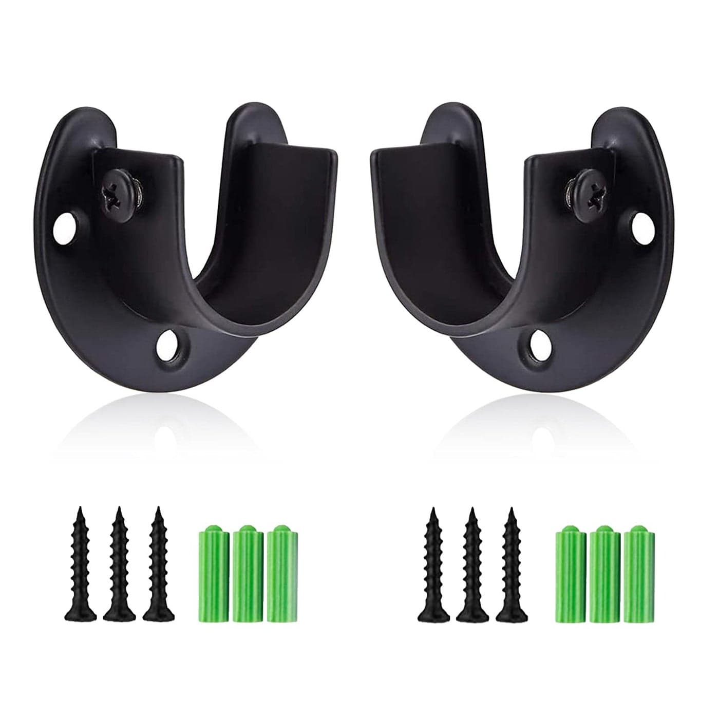 Rise Age Stainless Steel Closet Rod Brackets 1 Inch Diameter Support 2 Pcs Heavy Duty Curtain Rod Holder Black End Support with Screws