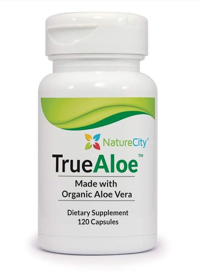 True-Aloe 40,000mg Gel Equivalent Per Capsule – Made with Organic Aloe Vera (120 Capsules)
