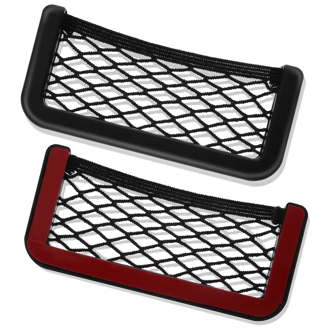 Frienda 2 Pcs ABS Plastic Frame Car Storage Net Bag Phone Car Mesh Net Holder RV Storage Boat Cargo Pocket Organizer Framed Mesh Pocket with Screws for Auto RV 67 x 315 Inch