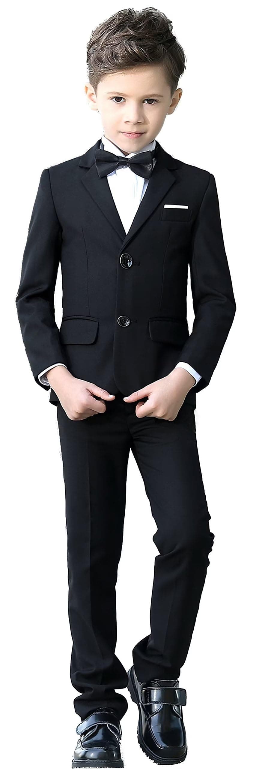 YuanLu Boys Colorful Formal Suits 5 Piece Slim Fit Dresswear Suit Set Black 6