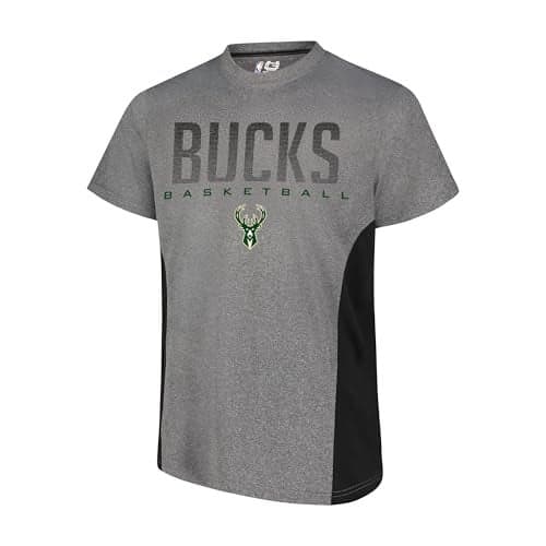 Ultra Game NBA Official Men’s Super Soft Supreme T-Shirt - Unisex, Milwaukee Bucks, Heather Charcoal, Medium