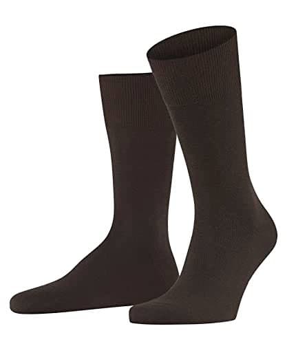FALKE Men's Airport Socks, Light, Merino Wool Cotton, Crew Length, Classic Formal Socks, Trendy Work Clothing, Brown (Brown 5930), 11-12, 1 Pair