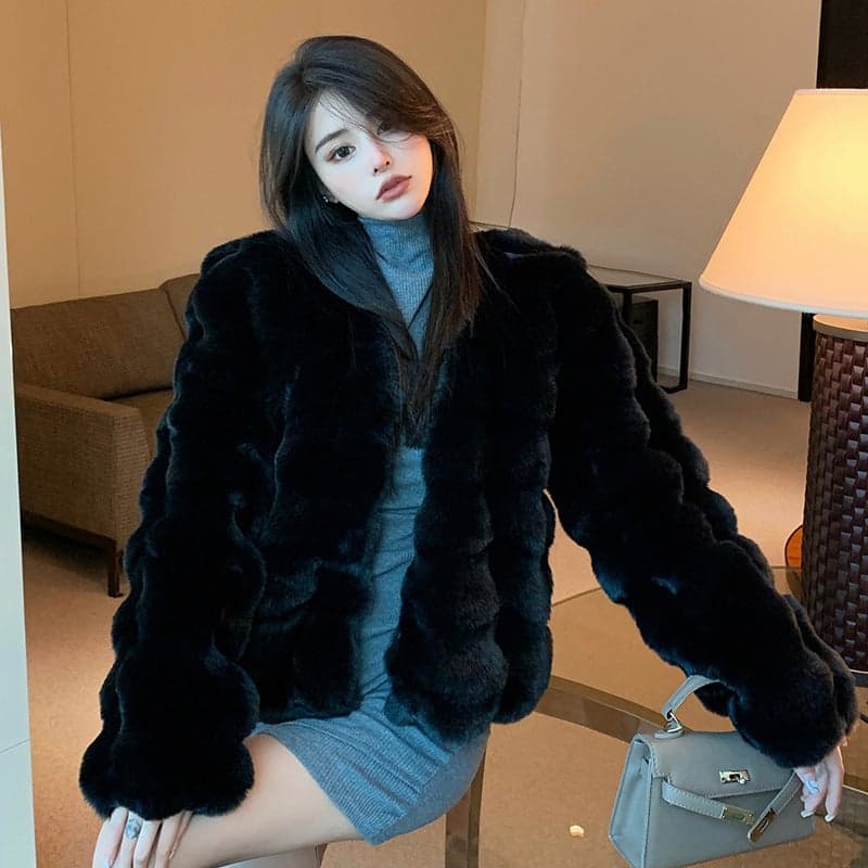 Real S 2023 Winter New Thick Korean Women'S All-Match Rex Rabbit Fur Coat Mink Fluff Short Imitation Fur Coat
