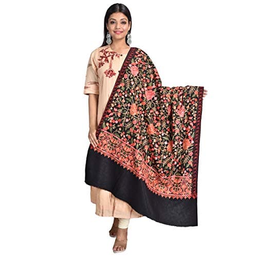 SWI WITH LABEL Kashmiri Shawl for Women, Aari Embroidery, (Size 40 X 80 Inches)
