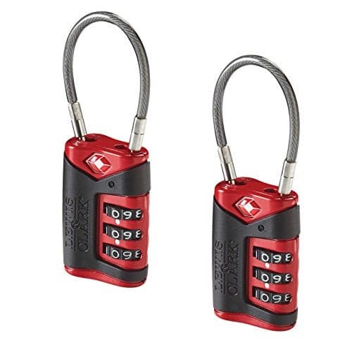 Lewis N. Clark TSA Cable Lock 2 Pack, Red