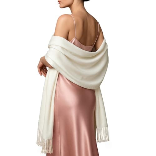 RIIQIICHY Scarfs for Women Winter Ivory Pashmina Shawls and Wraps for Evening Dresses Warm Large Scarves Wedding Shawl