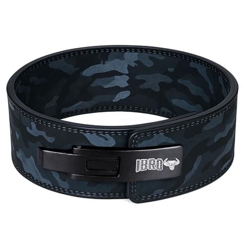 IBRO Powerlifting Lever Gym Belt – Power 10MM Extreme Heavy Duty Genuine Leather Belts - Squats Deadlifts Bodybuilding Weight Lifting IPF Power Lifting Strongman for Men 10mm Black Camo XL