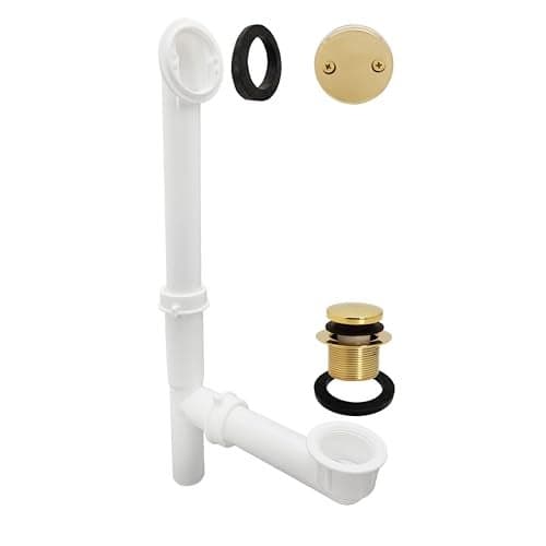 Westbrass 593244-03 White 1-1/2" Tubular Tip Toe Bath Waste Drain Kit, Polished Brass