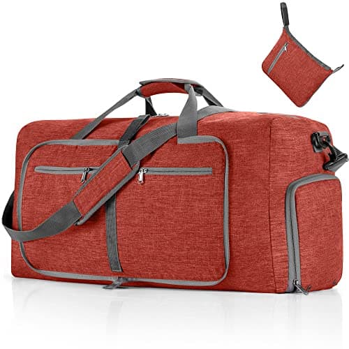 Travel Duffle Bag for Men,65L Foldable Travel Duffel Bag with Shoes Compartment Overnight Bag for Men Women,Red