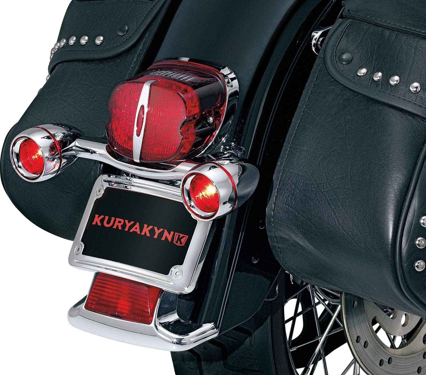 Kuryakyn 2098 Motorcycle Lighting Rear Position Bullet Style Turn SignalBlinker Light Bar with Red Lenses and Flat License Plate Support for 19862019 HarleyDavidson Motorcycles Chrome