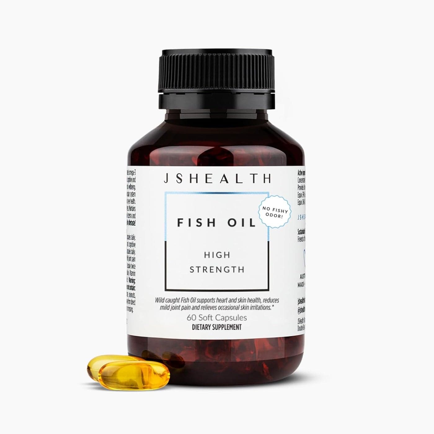 JSHealth High Strength Omega3 Fish Oil WildCaught Friend of The Sea Certified 60 Capsules