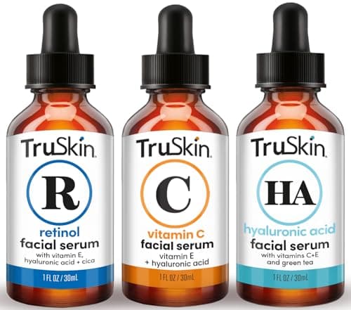 TruSkin Face Serum Trio Hyaluronic Acid Vitamin C Retinol Serum for Face Anti Aging Skin Care Set for Women Skincare for Bright Smooth Hydrated FirmerLooking Skin 1 fl oz 3 Bottles
