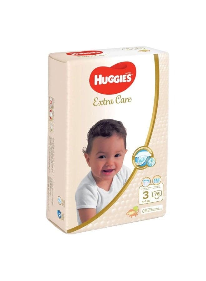 Extra Care Baby Diapers, Size 3, For 4 - 9kg Baby, Pack of 76’s