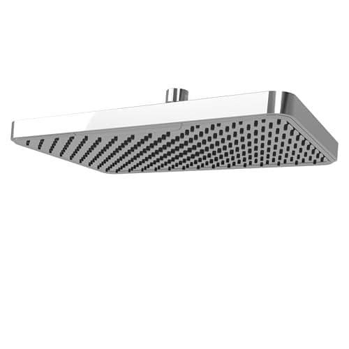 SparkPod 12 Inch Rectangle Rain Shower Head - Ceiling or Wall Mount Rainfall Shower Head - Large Coverage Showerhead - Brass Ball Joint with 360° Adjustment - 1-Min Install (Luxury Polished Chrome)