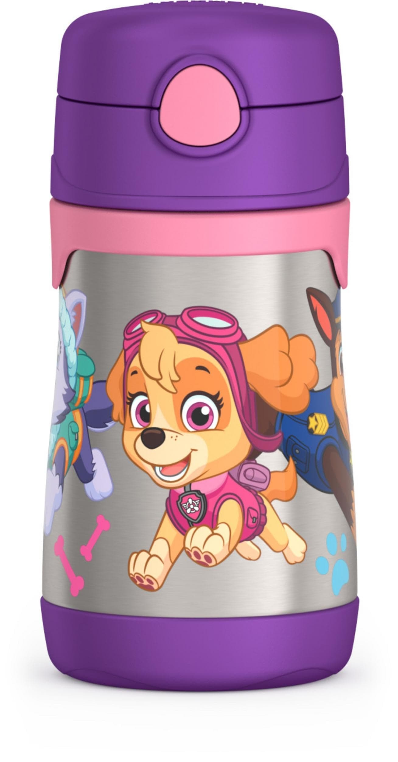 THERMOS Vacuum Insulated Stainless Steel 10oz Straw Bottle, Paw Patrol Girl