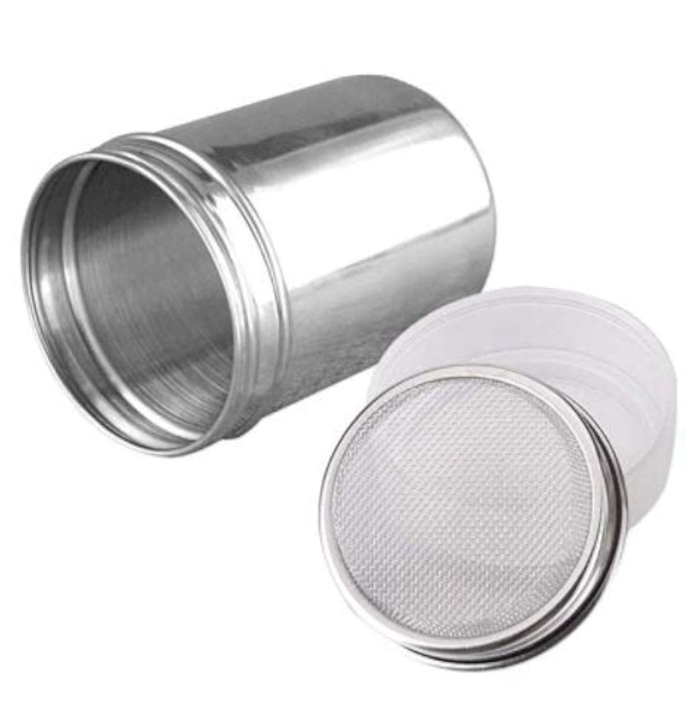 DNHCLL Stainless Steel Fine Mesh Shaker Cinnamon Icing Sugar Powder Cocoa Flour Chocolate Coffee SifterPowder Sugar Shaker with Lid for Kitchen Baking Cooking