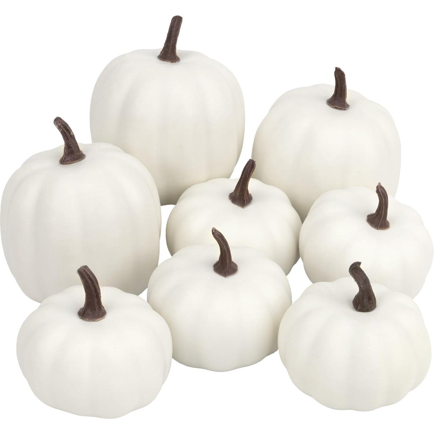 Artgar Pumpkin Decor White Artificial Pumpkins 8 PCS Foam Pumpkin Set for Fall Halloween Thanksgiving Harvest Holiday DIY Decor for Home Tabletop Mantel Decoration