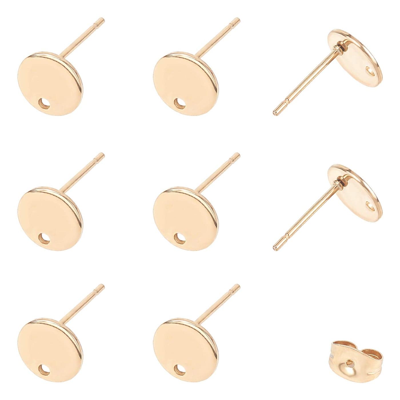 Arricraft 100PCS Golden Earring Posts Pin Studs with Butterfly Earring Backs 304 Stainless Steel DIY Making Supplies
