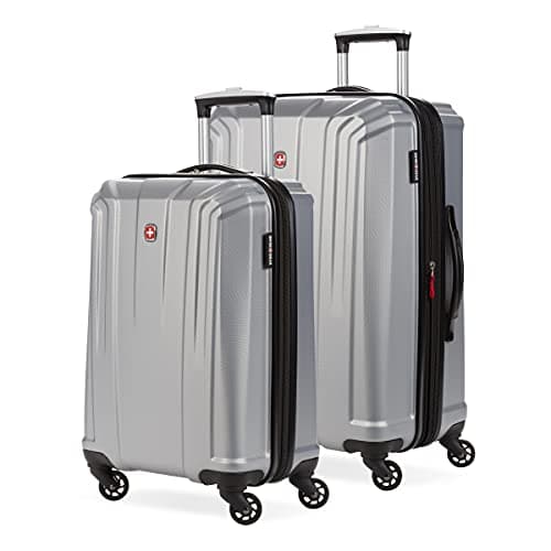 SwissGear 3750 Hardside Luggage with Spinner Wheels, Silver, 2-Piece Set (18.5/23)