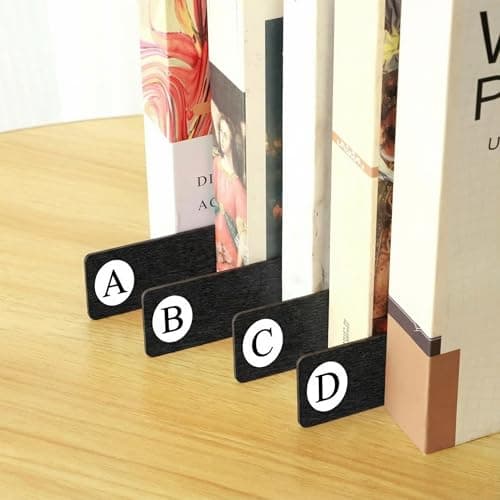 Chivertion 26 Pcs Library Alphabet Book Dividers Wooden Vinyl Record Organizer Separators 26 Alphabetical A-z Dividers Bookshelf Markers for Shelves Cds, Albums, Books (Black)