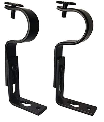 TEJATAN Adjustable Curtain Rod Brackets Black Set of 2