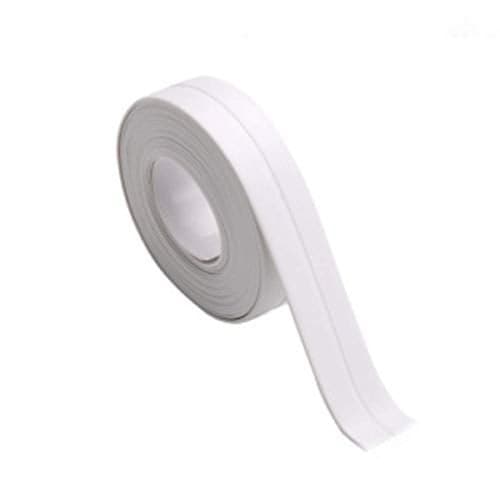 pepplo Tape Caulk,Self-Adhesive Sealing Tape PE Waterproof Decorative Sealant Trim for Kitchen, Bathroom, Shower Floor and Wall Edge Protector (White, Pack of 1)