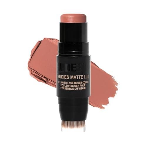 Nudestix Nudies Matte Lux 3in1 SoftMatte Blush Stick for Cheeks Eyes Lips with BuiltIn Brush CreamtoPowder Finish with Blurring Effect Clean Vegan TravelFriendly Makeup Nude Buff
