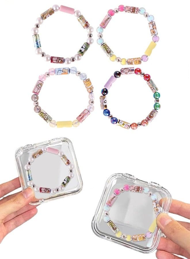 Wearable & Shareable Sticker Bracelet, Includes 4 Pcs Sticker Bracelet, 4 Mystery Reveal Sticki Rolls, 16 Stickers Rolls, DIY Bracelet Friendship Bracelet Toys for kids